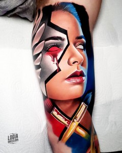 tatuaje_brazo_retrato_mujer_makeup_fabricio_galdino_logia_barcelona 